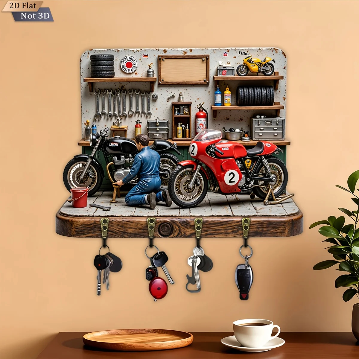 Woodworking Room - 2D Flat, 1pc, Motorcycle Repair Themed