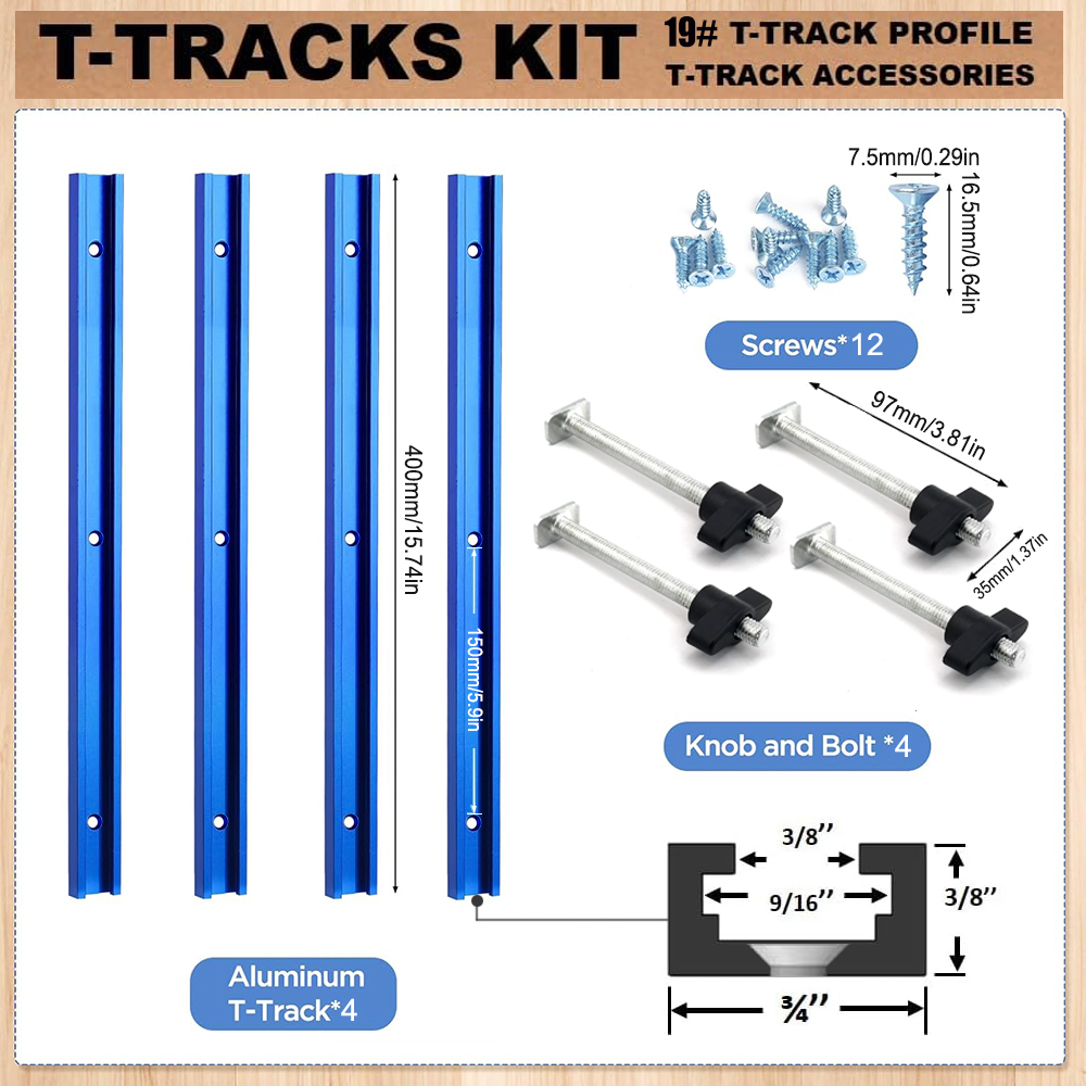Woodworking Cnc Machine - Woodworking 19# T-track Kit and Accessories