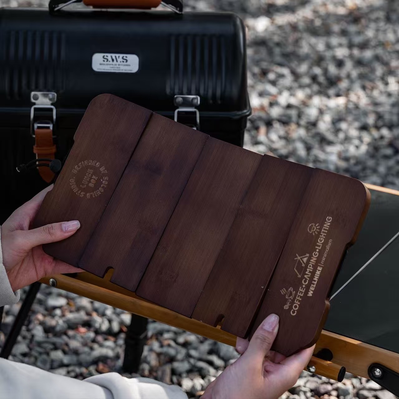 Woodworking Zone - 5‑Panel Foldable Wooden Board Retro Texture