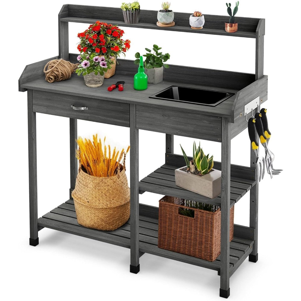 Workbench Woodworking - Potting Bench Table Patio Outdoor Garden