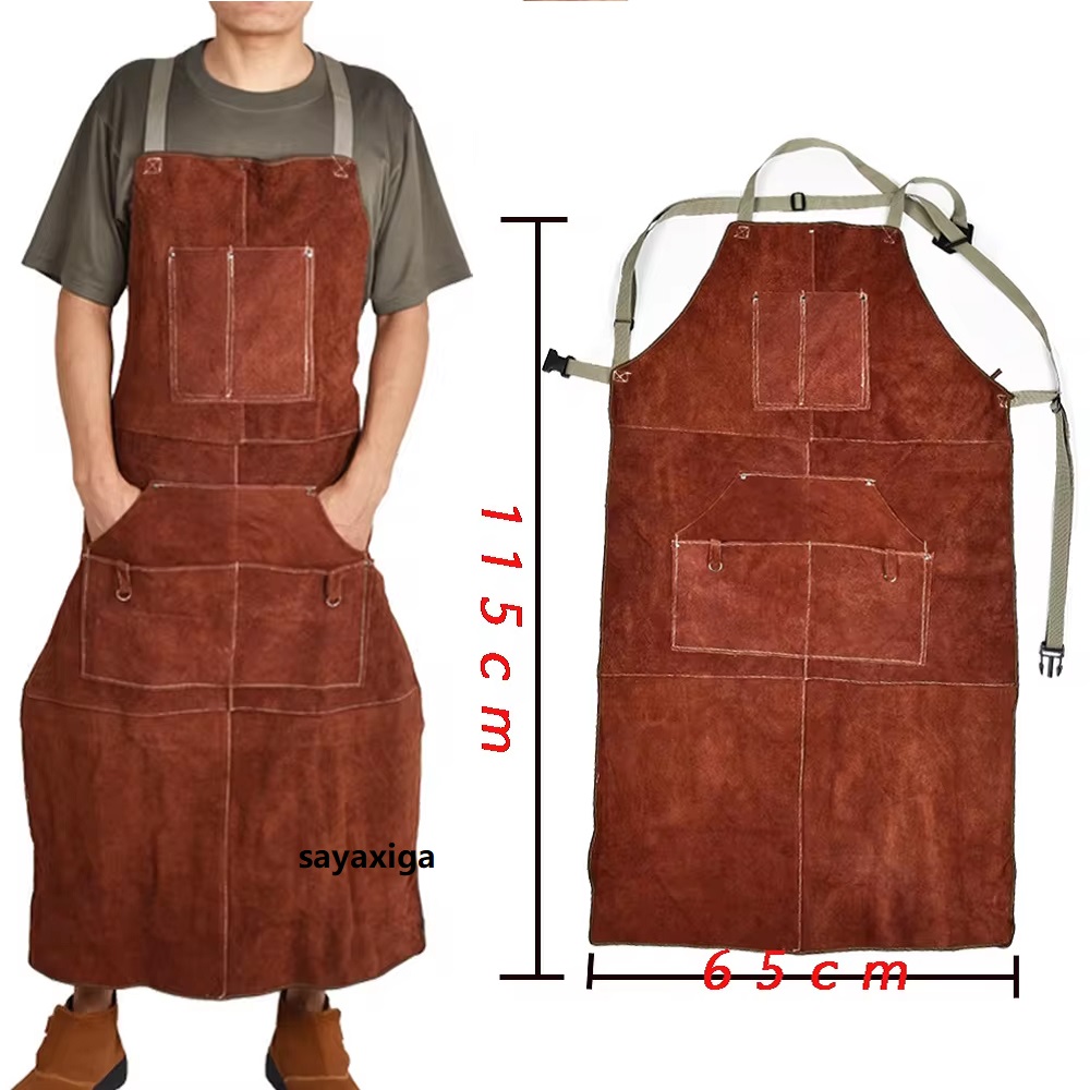 Woodworking Apron - Cowhide Welding suit Apron Washable Heat