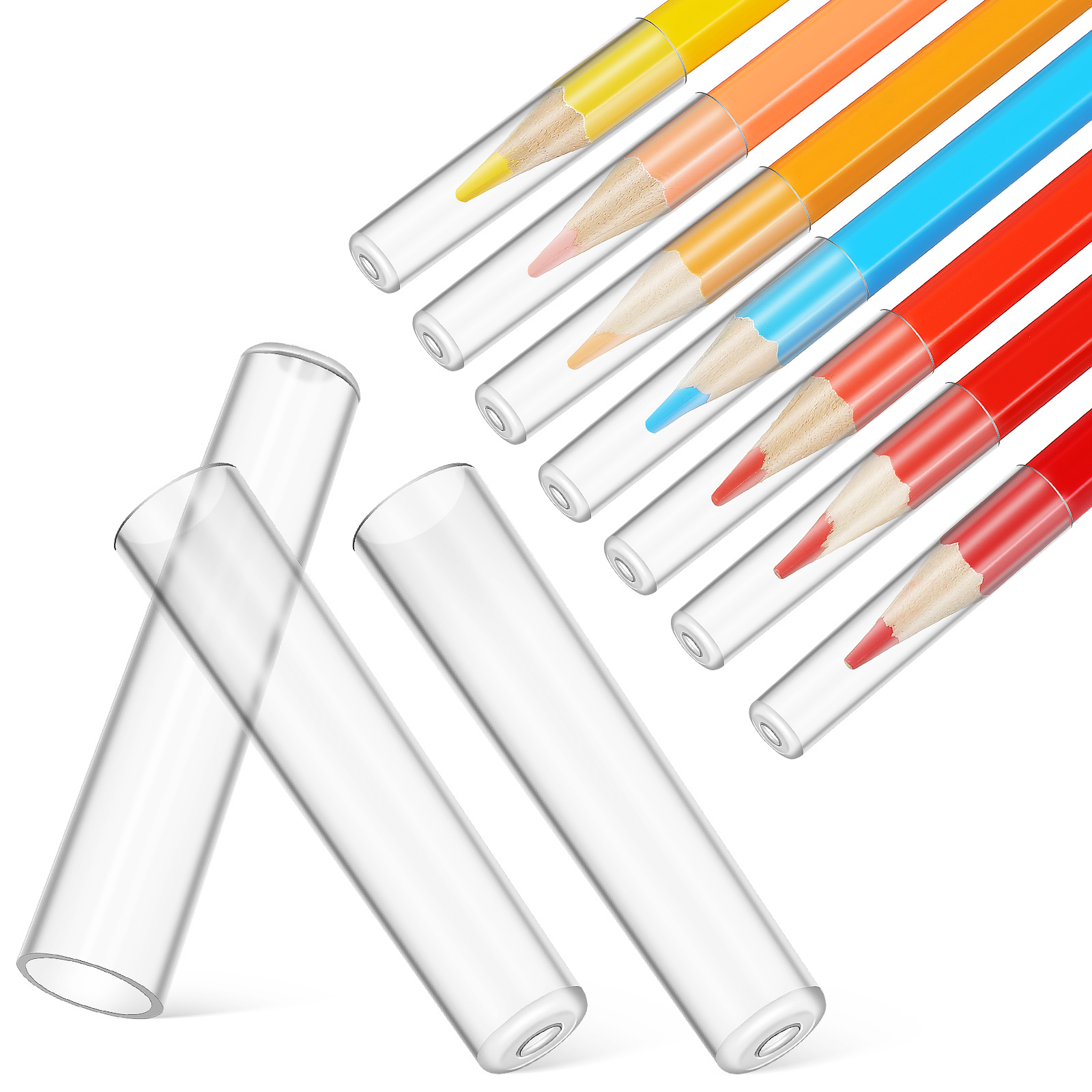 Woodworking School - 10pcs Pencil Cap Extender Clear Plastic
