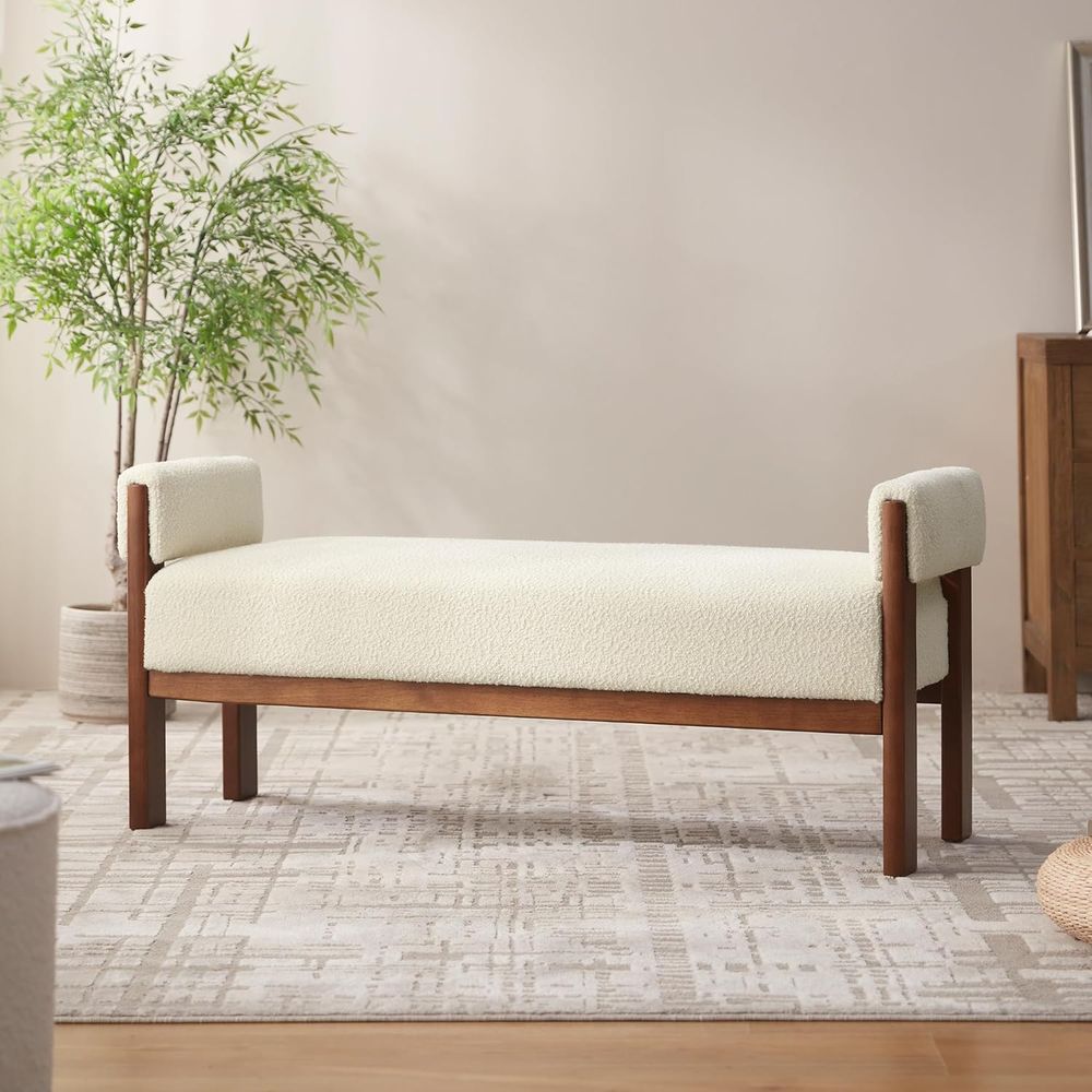 Woodworking Room - Upholstered 51.8 Bedroom Bench with Solid