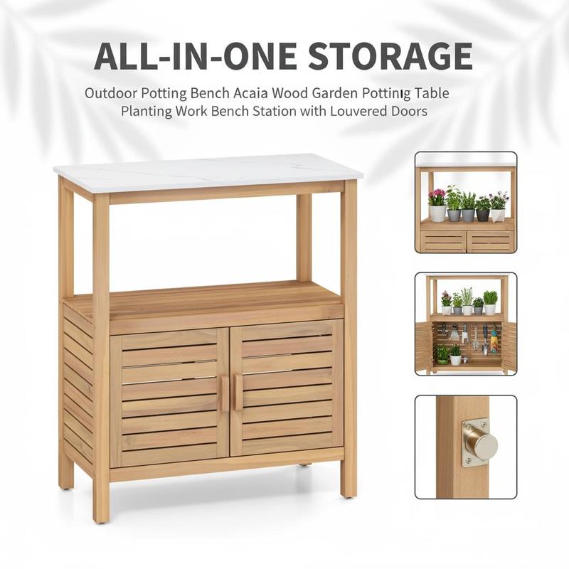 Outdoor Potting Bench Acacia W - Workbench Woodworking recensione e prezzo