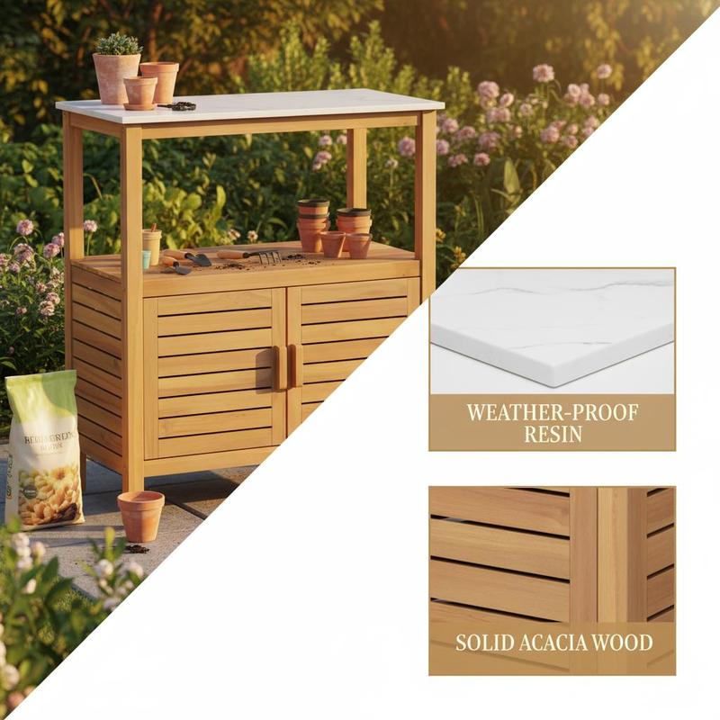 Outdoor Potting Bench Acacia W - Workbench Woodworking recensione e prezzo