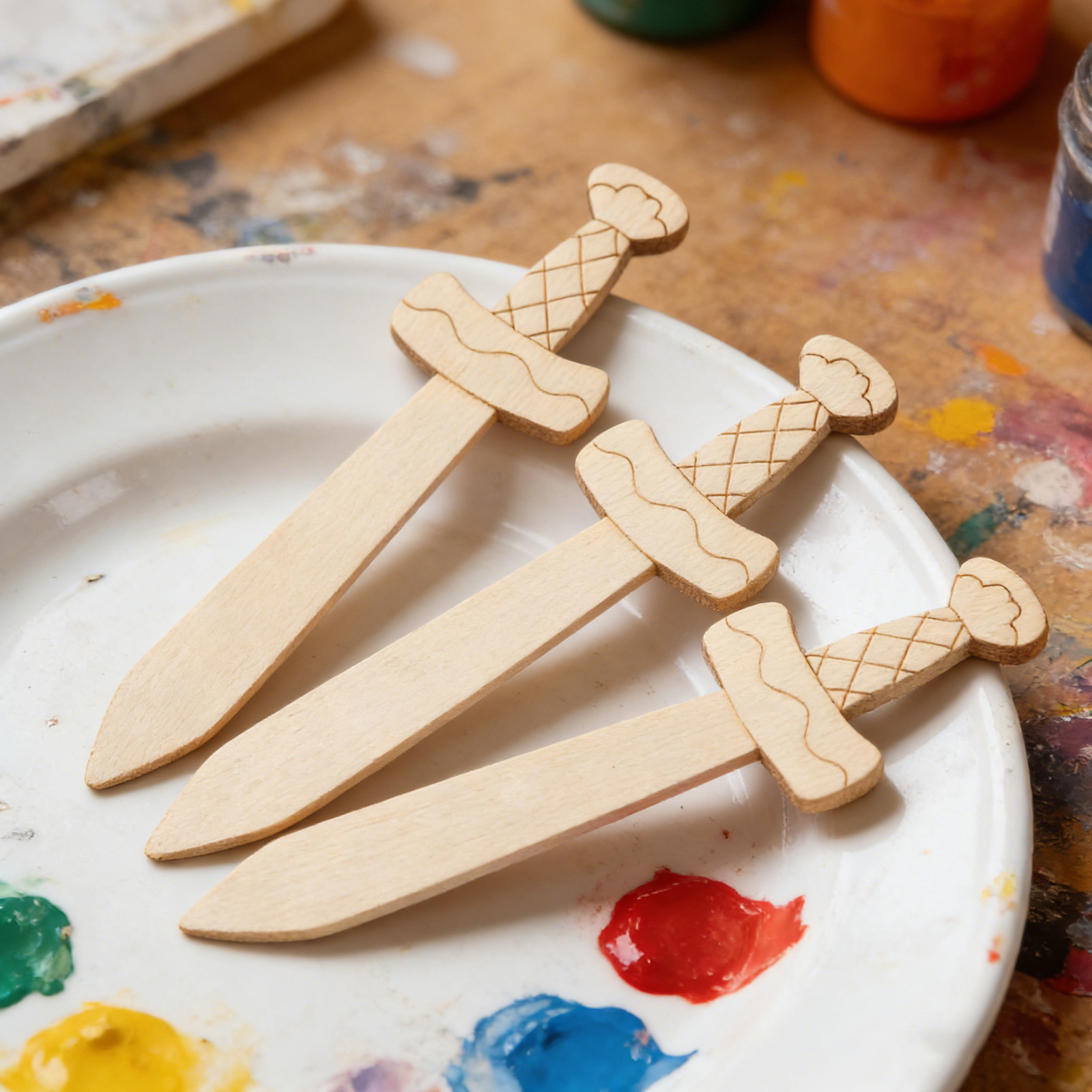 20Pcs Unfinished Wooden Swords - Woodworking Hobbies recensione e prezzo