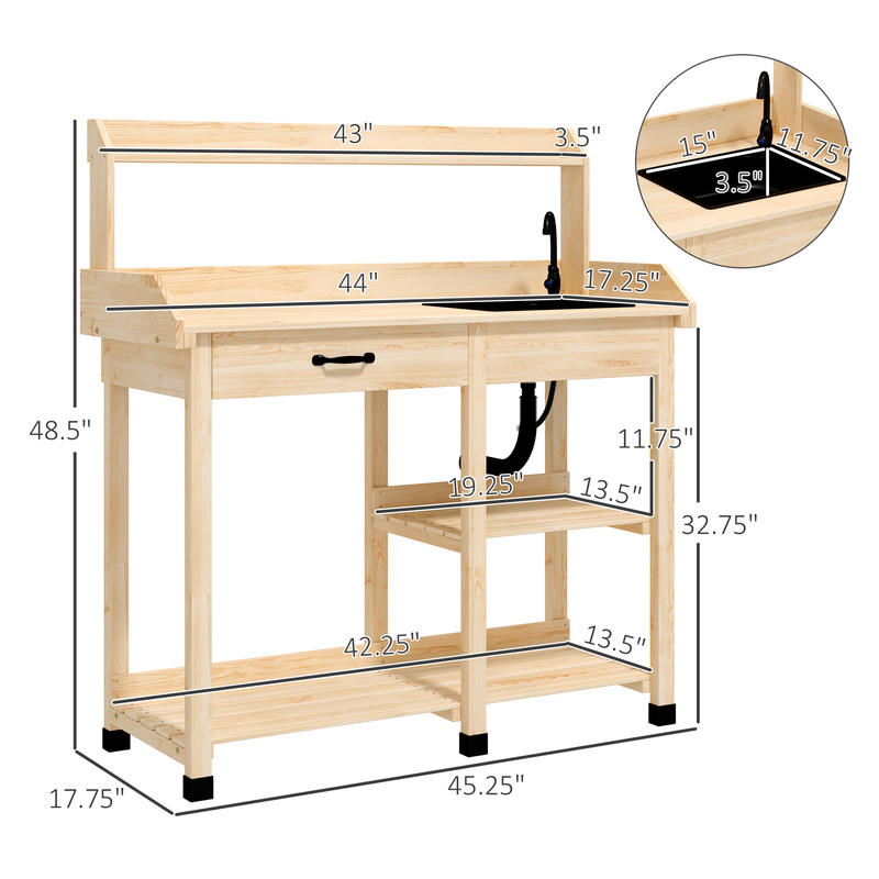 Outsunny Potting Bench Table,  - Workbench Woodworking recensione e prezzo