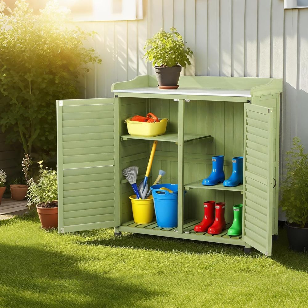 Outdoor Potting Bench with Met - Workbench Woodworking recensione e prezzo