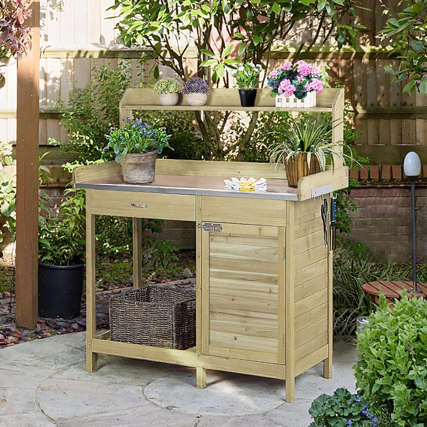 Outdoor Potting Bench Table, G - Workbench Woodworking recensione e prezzo