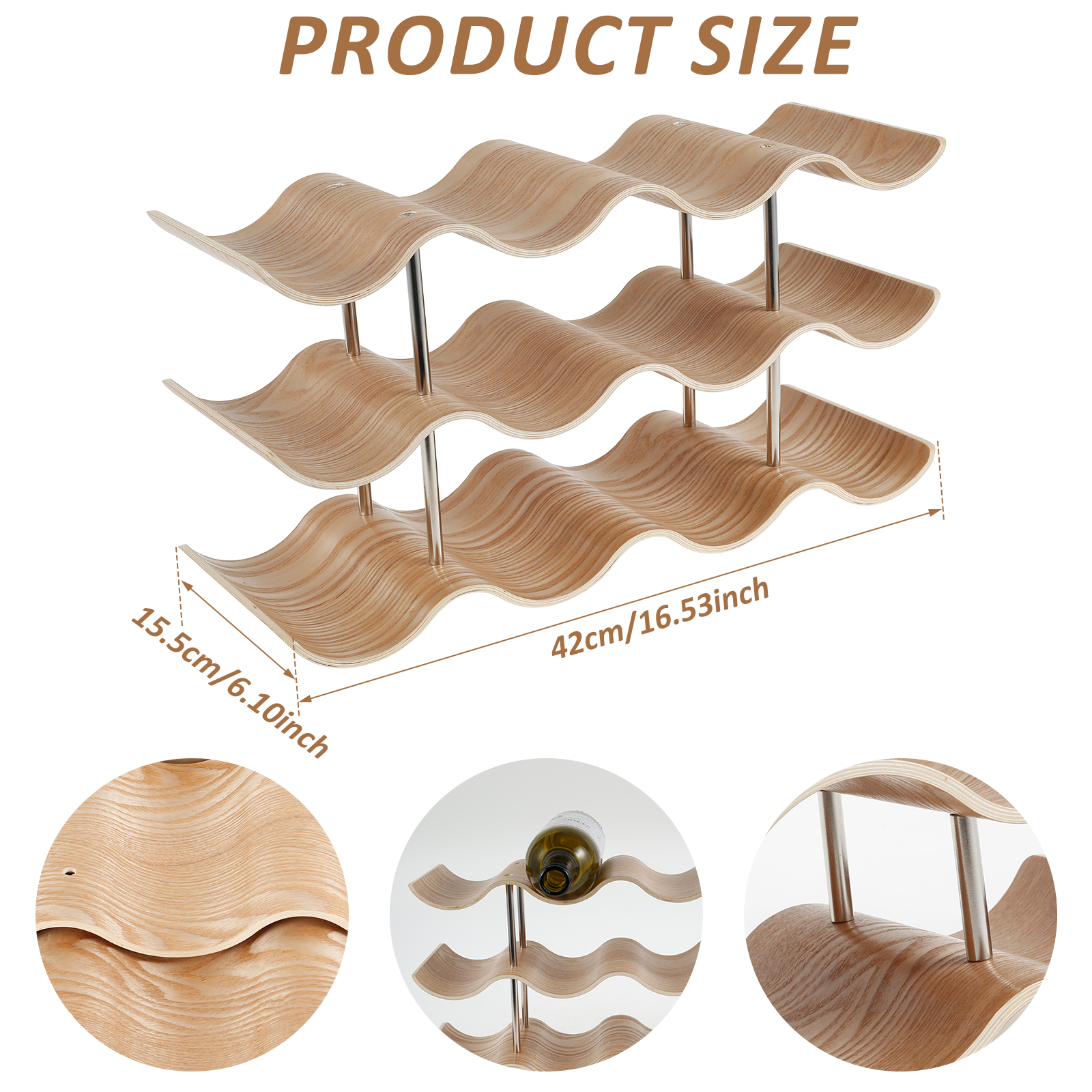 2/3-Tier Wooden Wine Rack Wavy - Woodworking Room recensione e prezzo