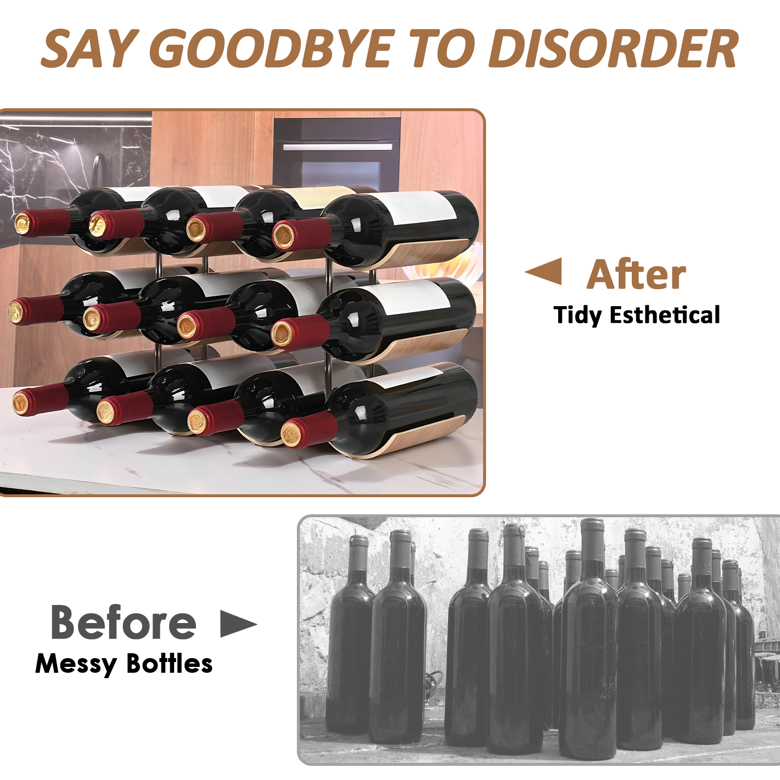 2/3-Tier Wooden Wine Rack Wavy - Woodworking Room recensione e prezzo