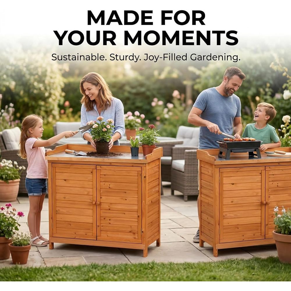 Outdoor Patio Wood Storage Cab - Workbench Woodworking recensione e prezzo