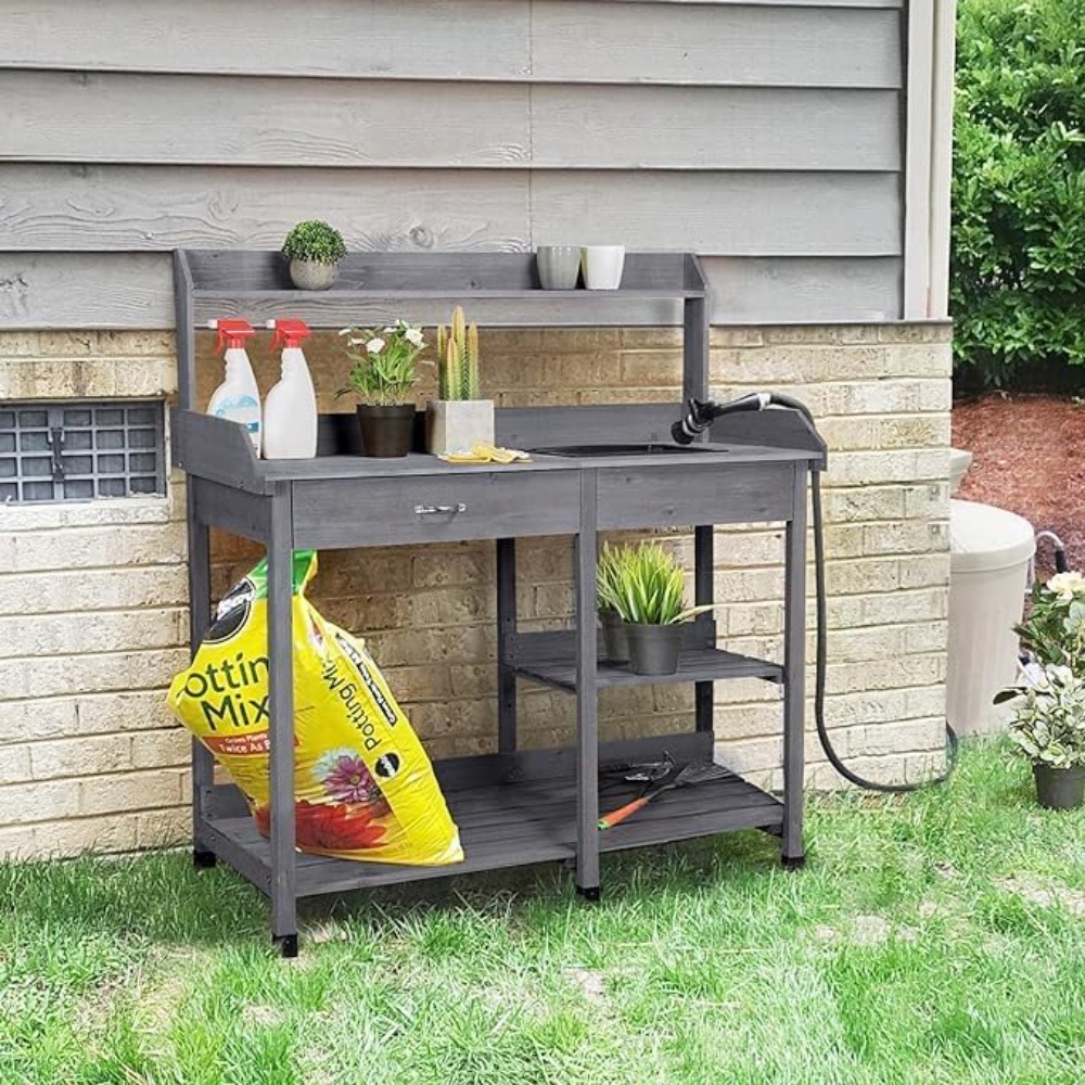 Potting Bench Table Patio Outd - Workbench Woodworking recensione e prezzo
