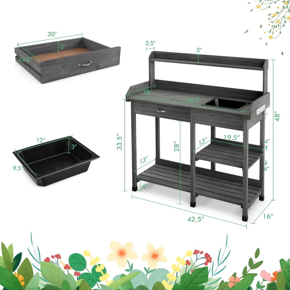 Potting Bench Table Patio Outd - Workbench Woodworking recensione e prezzo