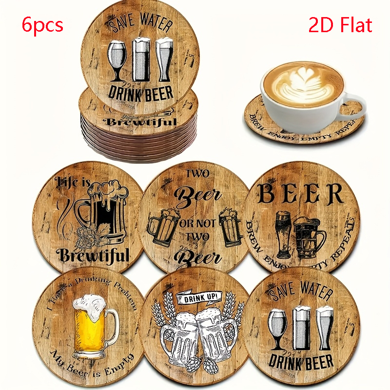 2D Flat, 6pcs Retro Beer Theme - Woodworking Room recensione e prezzo