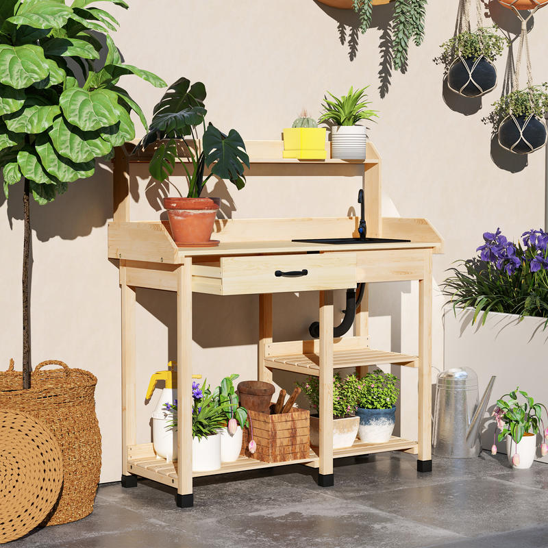 Potting Bench Table, Outdoor G - Workbench Woodworking recensione e prezzo