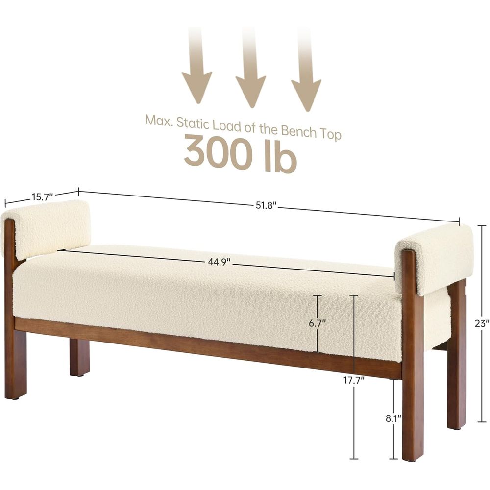 Upholstered 51.8 Bedroom Bench - Woodworking Room recensione e prezzo